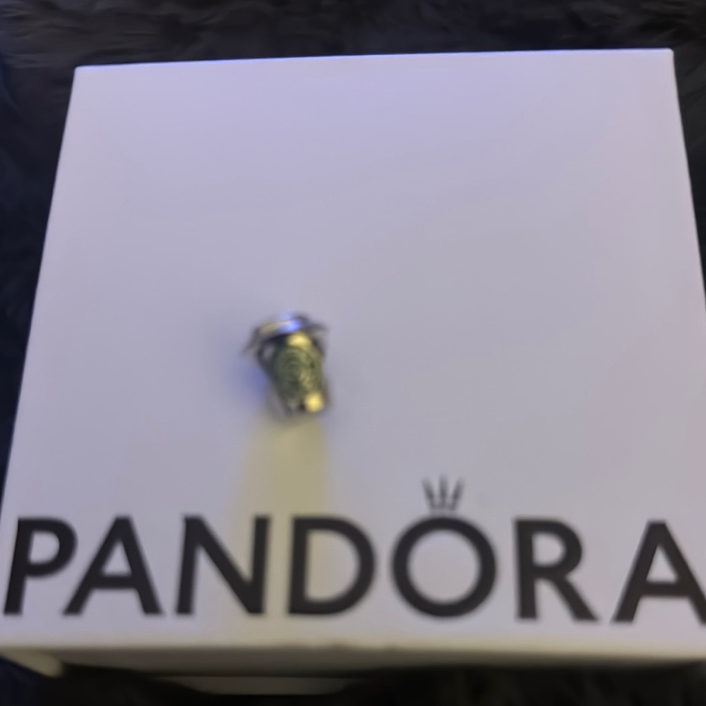 Pandora Silver Charm with Emerald Hues